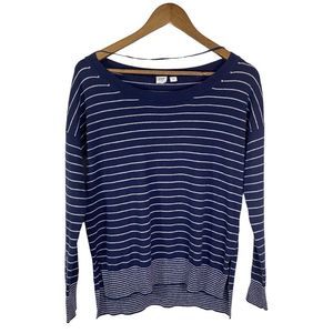 GAP Round Neck Long Sleeve Blue Striped Merino Wool Knit Sweater Women's Size S